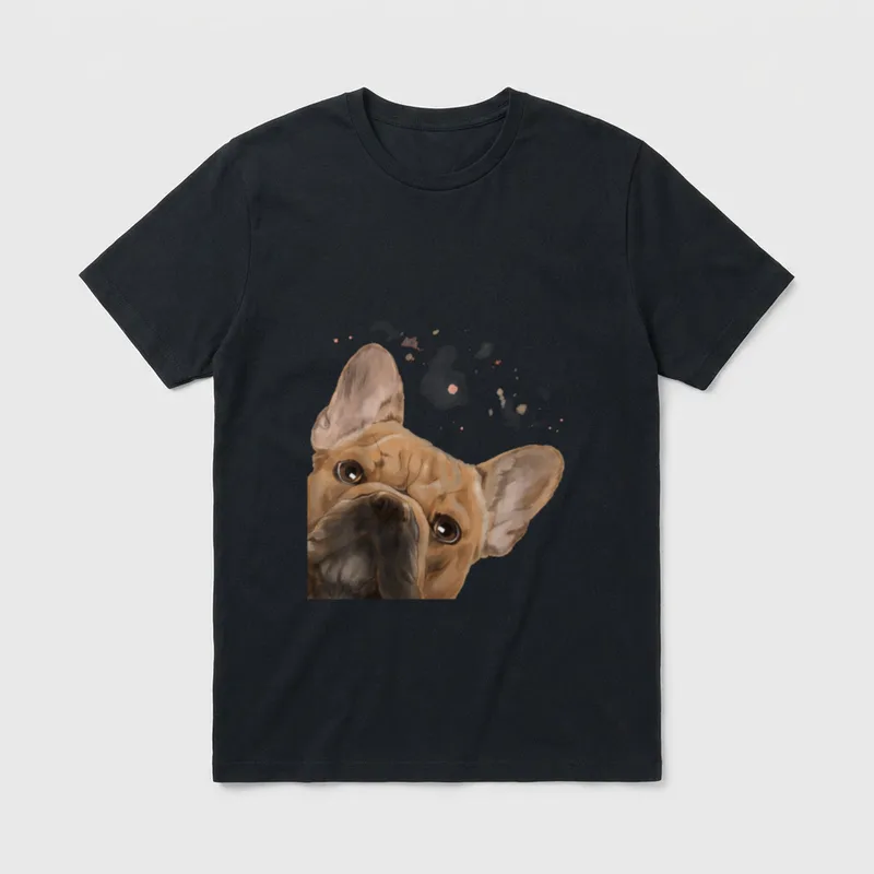 Frenchie Hund Französische Bulldogge T-Shirt 0163 – Klassisches T-Shirt in Schwarz