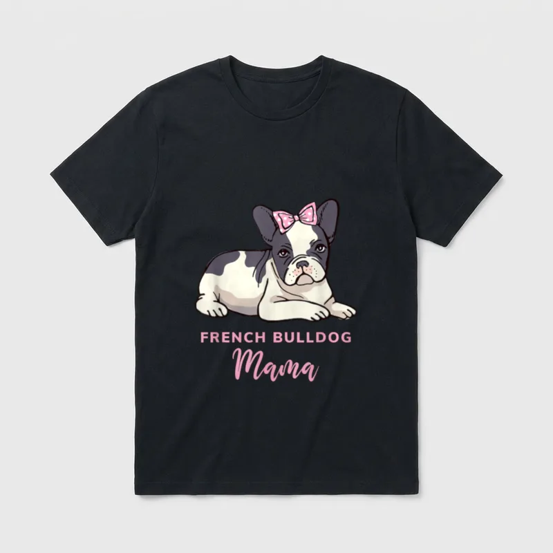 Französische Bulldogge Französische Bulldoggen T-Shirt 0168 – Klassisches T-Shirt in Schwarz