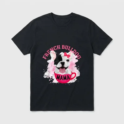 Französische Bulldogge Mama T-Shirt 0169 – Klassisches T-Shirt in Schwarz