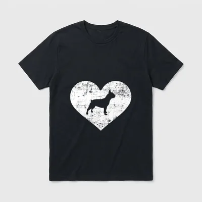 Französische Bulldogge Herz T-Shirt – Klassisches T-Shirt in Schwarz