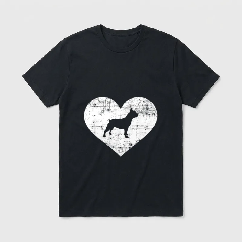 Französische Bulldogge Herz T-Shirt – Klassisches T-Shirt in Schwarz