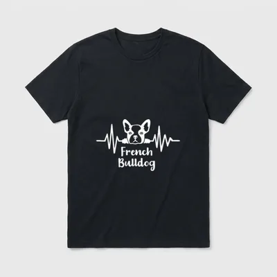 Französische Bulldogge Herzschlag T-Shirt – Klassisches T-Shirt in Schwarz