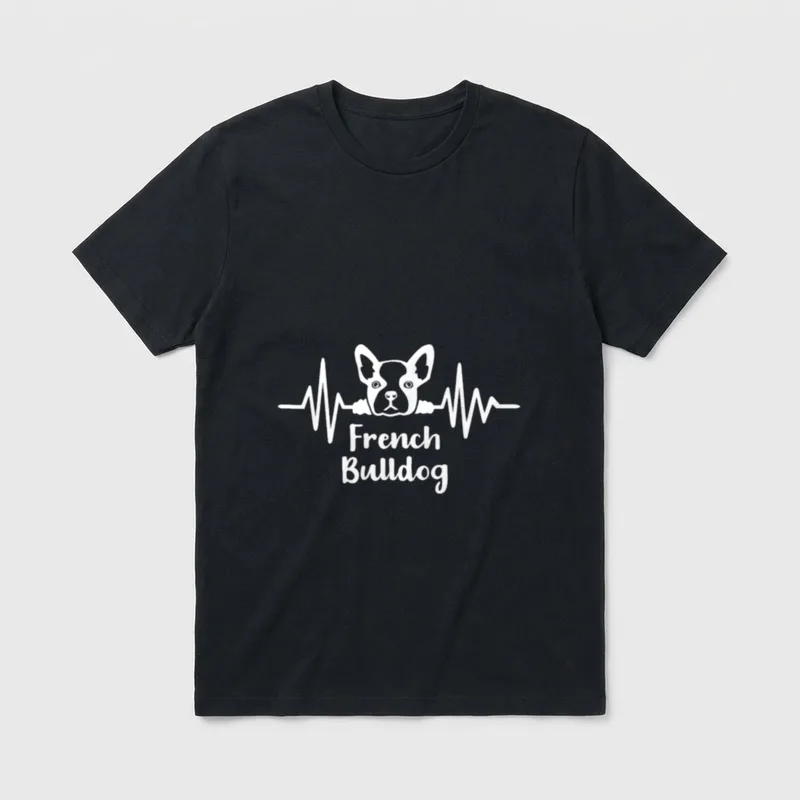 Französische Bulldogge Herzschlag T-Shirt – Klassisches T-Shirt in Schwarz