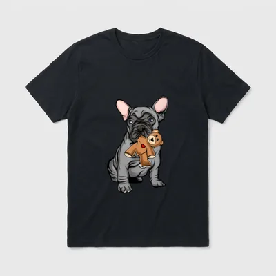 Französische Bulldogge Französische Bulldogge T-Shirt 0176 – Klassisches T-Shirt in Schwarz