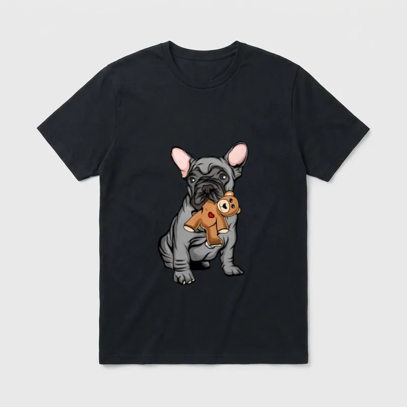 Französische Bulldogge Französische Bulldogge T-Shirt 0176 – Klassisches T-Shirt in Schwarz