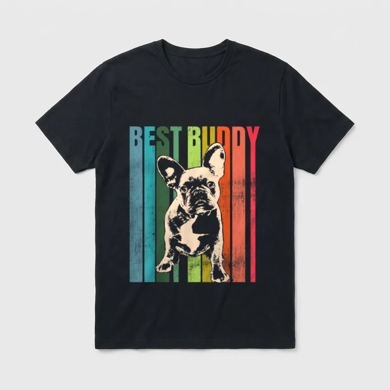 Vintage Französische Bulldogge Idee T-Shirt – Klassisches T-Shirt in Schwarz
