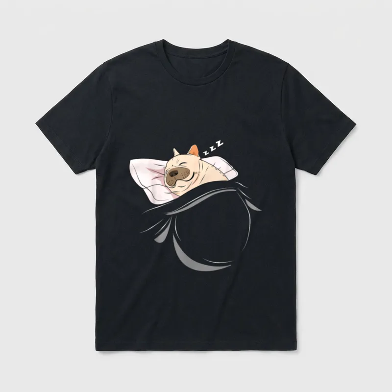 Frenchie schläft Schlafanzug Oberteil T-Shirt – Klassisches T-Shirt in Schwarz