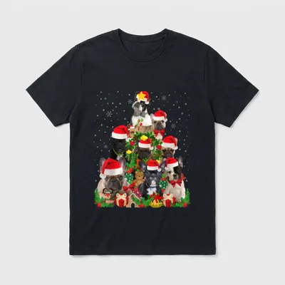 Frenchie Französische Bulldogge Weihnachtsbaum T-Shirt – Klassisches T-Shirt in Schwarz