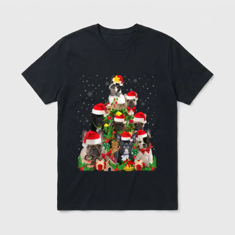 Frenchie Französische Bulldogge Weihnachtsbaum T-Shirt – Klassisches T-Shirt in Schwarz
