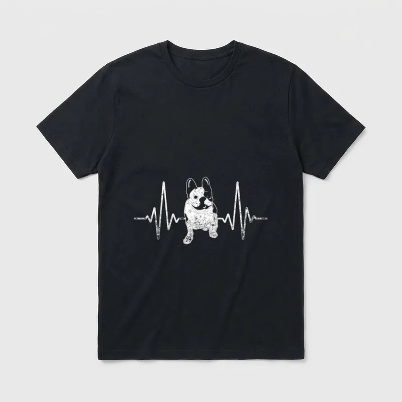Frenchie Hund Herzschlag Französische T-Shirt – Klassisches T-Shirt in Schwarz