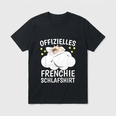 Offizielles Frenchie Schlafshirt Französische T-Shirt – Klassisches T-Shirt in Schwarz
