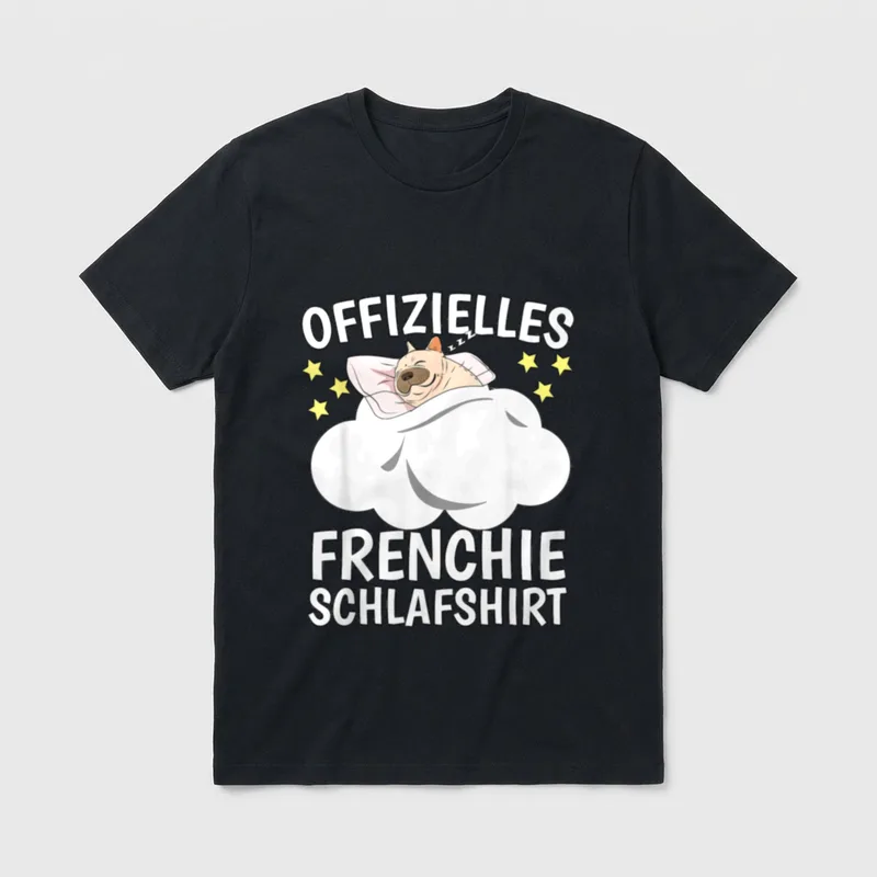 Offizielles Frenchie Schlafshirt Französische T-Shirt – Klassisches T-Shirt in Schwarz