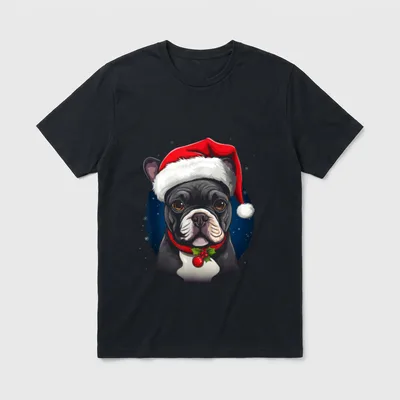 Frenchie Hund mit Weihnachts T-Shirt – Klassisches T-Shirt in Schwarz