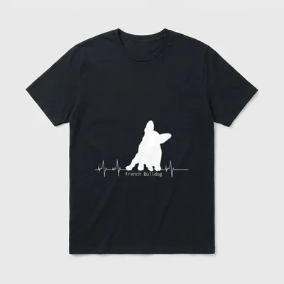 Herzschlag Pulslinie Design French T-Shirt – Klassisches T-Shirt in Schwarz