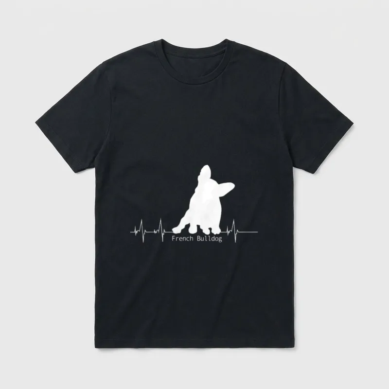 Herzschlag Pulslinie Design French T-Shirt – Klassisches T-Shirt in Schwarz