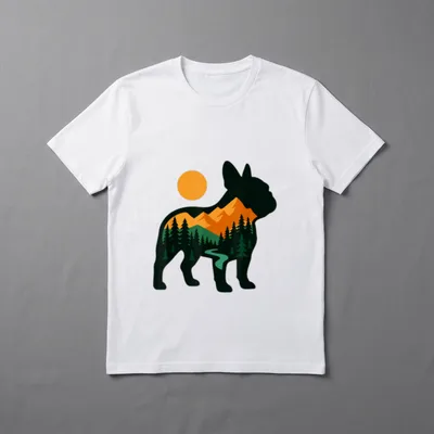 Camping Französische Bulldogge Natur T-Shirt – Klassisches T-Shirt in Schwarz