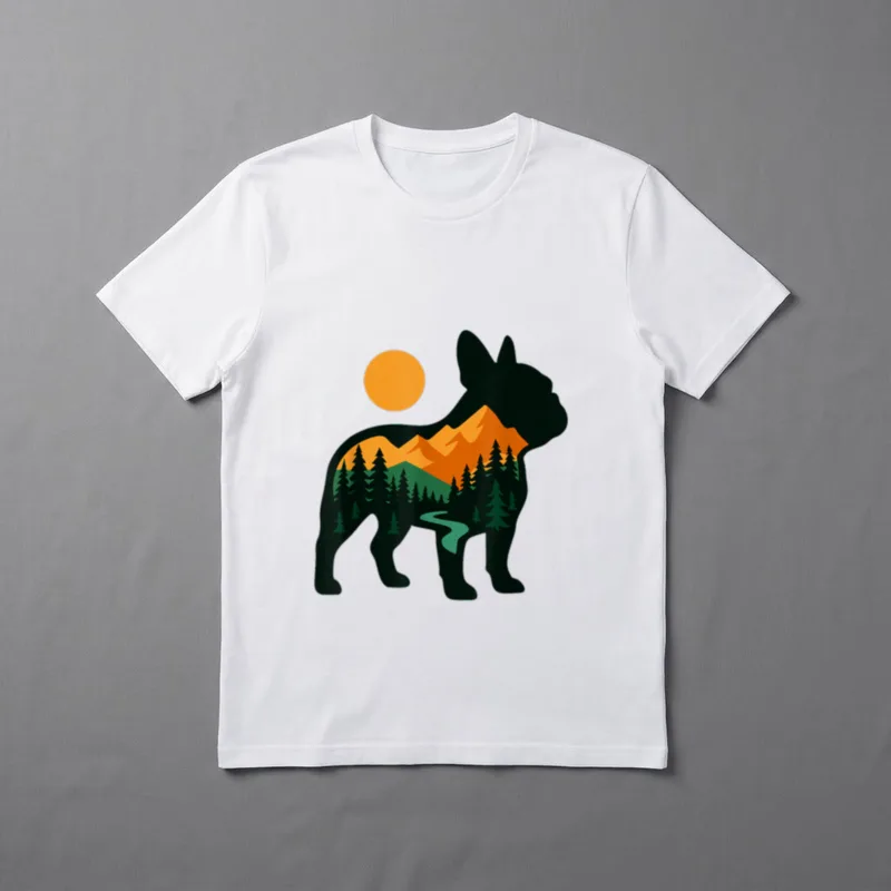 Camping Französische Bulldogge Natur T-Shirt – Klassisches T-Shirt in Schwarz