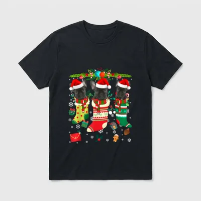 Französische Bulldogge lustige Weihnachts T-Shirt 0203 – Klassisches T-Shirt in Schwarz