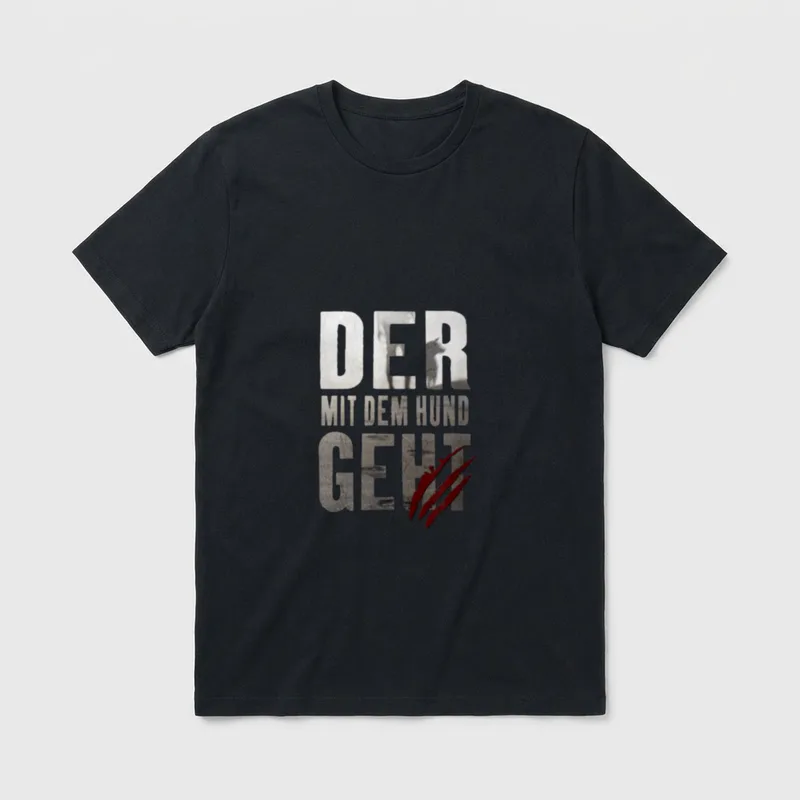 DER MIT DEM Hund Gassi gehen T-Shirt – Klassisches T-Shirt in Schwarz