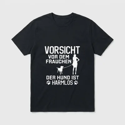 Vorsicht Vor Dem Frauchen Gassi gehen T-Shirt – Klassisches T-Shirt in Schwarz