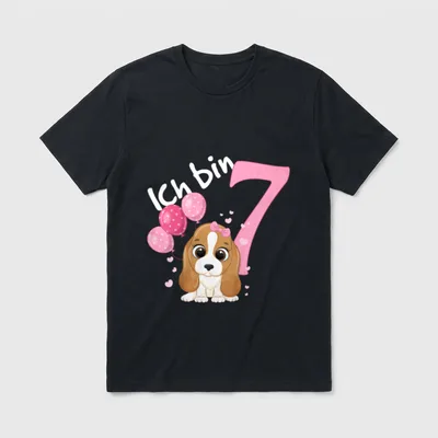 Geburtstagsshirt Kleiner Hund 7 Gassi gehen T-Shirt – Klassisches T-Shirt in Schwarz