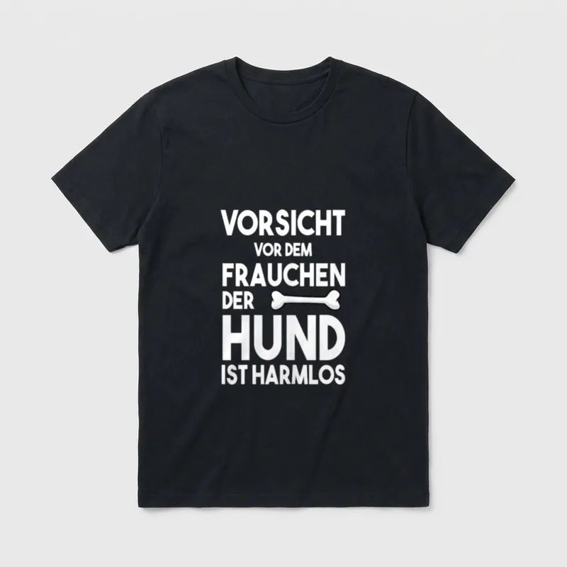 Vorsicht Vor Dem Frauchen T-Shirt 0038 – Klassisches T-Shirt in Schwarz