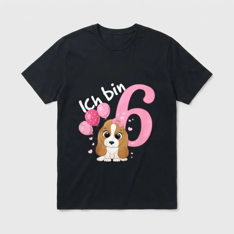 Geburtstagsshirt Kleiner Hund 6 T-Shirt 0041 – Klassisches T-Shirt in Schwarz
