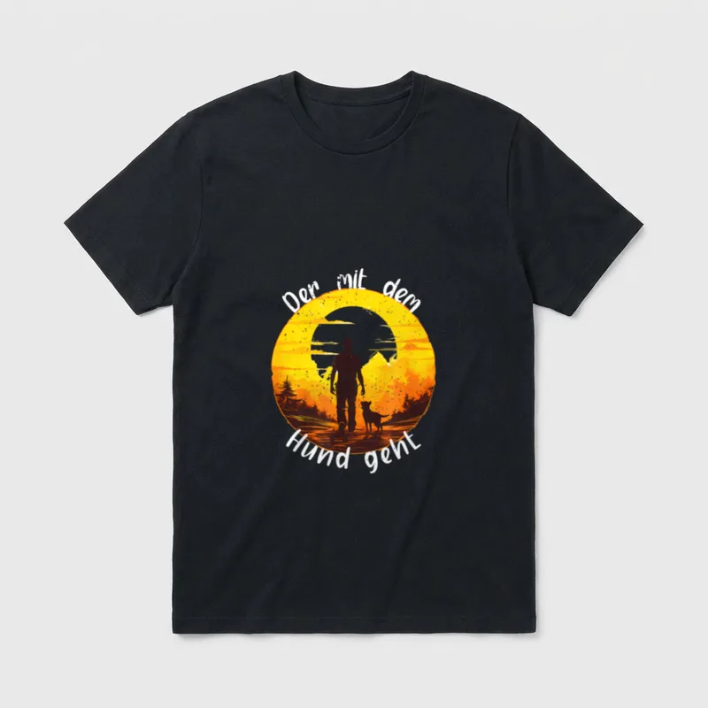 Der mit dem Hund T-Shirt 0066 – Klassisches T-Shirt in Schwarz