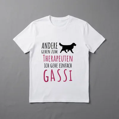 Gassi gehen Therapie Spruch Hund T-Shirt – Klassisches T-Shirt in Schwarz