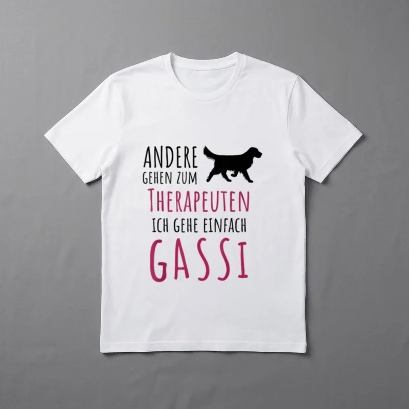 Gassi gehen Therapie Spruch Hund T-Shirt – Klassisches T-Shirt in Schwarz