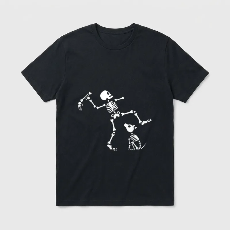 Lustig Spaziergang Hund Skelett T-Shirt – Klassisches T-Shirt in Schwarz