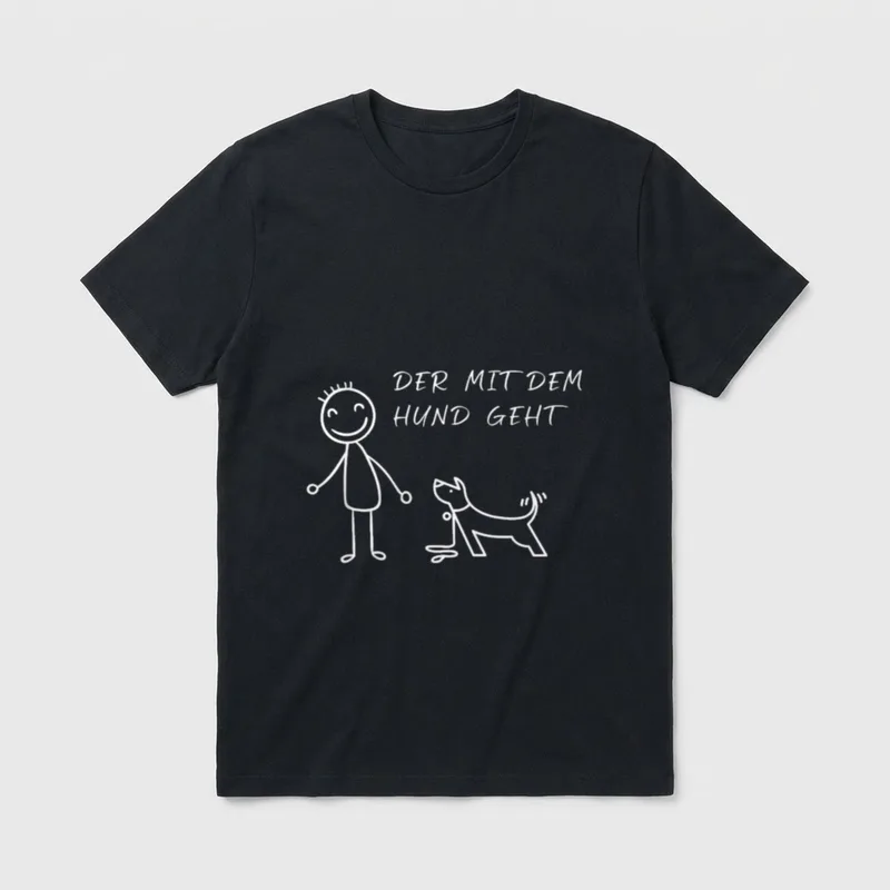 Der mit dem Hund T-Shirt 0079 – Klassisches T-Shirt in Schwarz