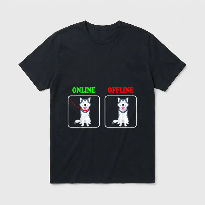 Mal Mally Online Offline T-Shirt – Klassisches T-Shirt in Schwarz