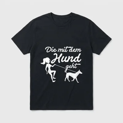 Die mit dem Hund geht Frauchen Gassi T-Shirt – Klassisches T-Shirt in Schwarz