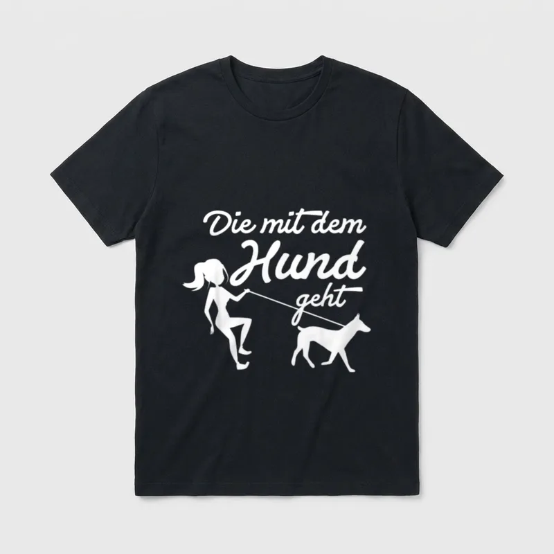 Die mit dem Hund geht Frauchen Gassi T-Shirt – Klassisches T-Shirt in Schwarz