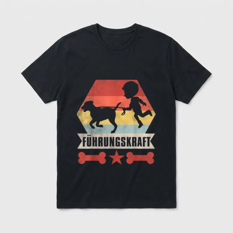 FÜHRUNGSKRAFT Hundebesitzer Gassi Gehen T-Shirt 0108 – Klassisches T-Shirt in Schwarz