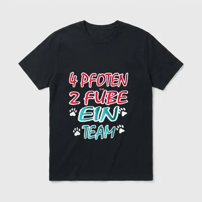 Hunde Gassi Hundehalter Herrchen cooler T-Shirt – 4 PFOTEN 2 FÜBE EIN TEAM – Klassisches T-Shirt in Schwarz