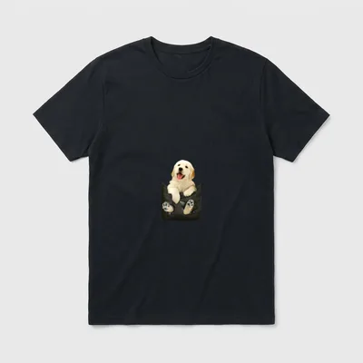 Golden Retriever In Pocket T-Shirt – Klassisches T-Shirt in Schwarz