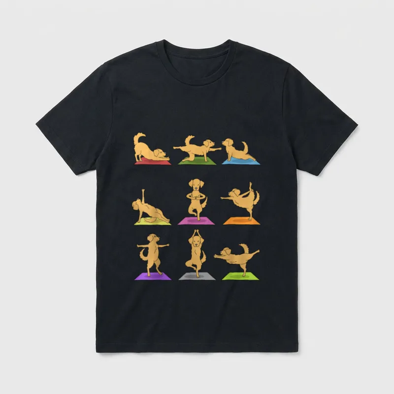 Yoga Golden Retriever Lustige T-Shirt – Klassisches T-Shirt in Schwarz