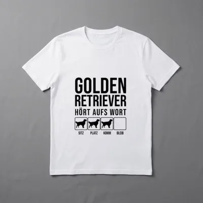 Golden Retriever Hört aufs T-Shirt – Klassisches T-Shirt in Schwarz