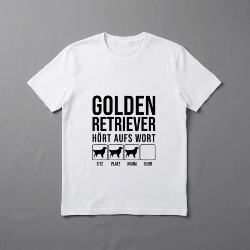 Golden Retriever Hört aufs T-Shirt – Klassisches T-Shirt in Schwarz