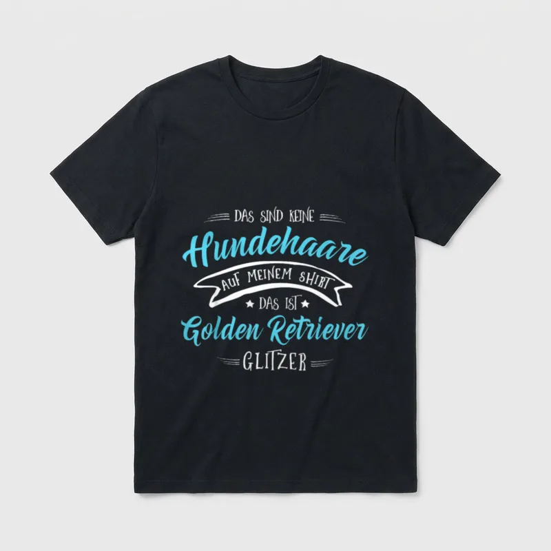 Hundehaare Glitzer Golden Retriever T-Shirt – Klassisches T-Shirt in Schwarz
