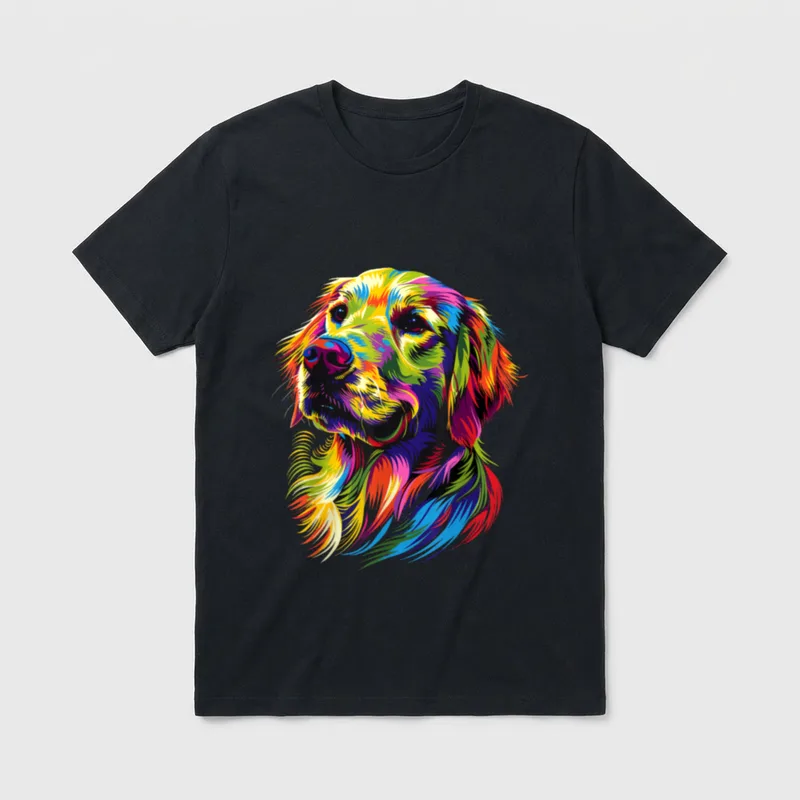 Golden Retriever Hund Bunte T-Shirt – Klassisches T-Shirt in Schwarz