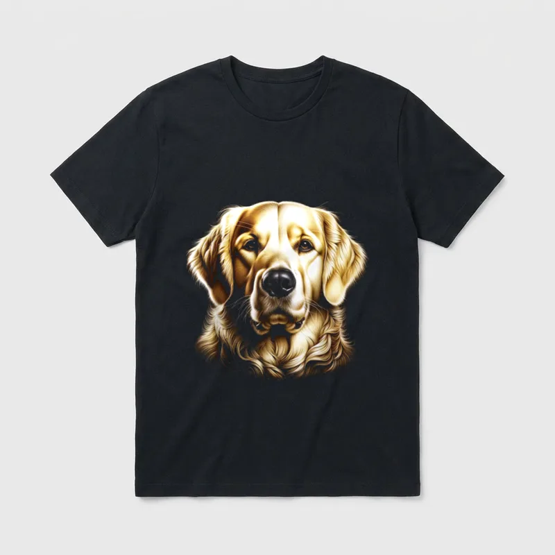 Golden Retriever Kopf T-Shirt – Klassisches T-Shirt in Schwarz