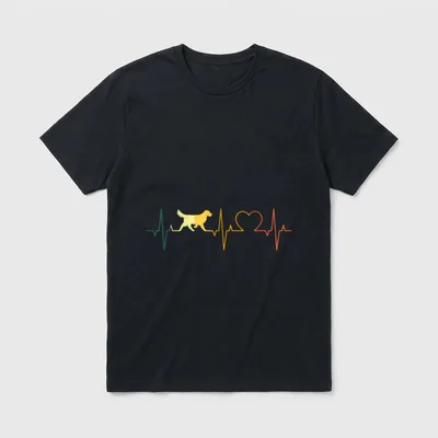 Golden Retriever Retro Herzschlag T-Shirt – Klassisches T-Shirt in Schwarz
