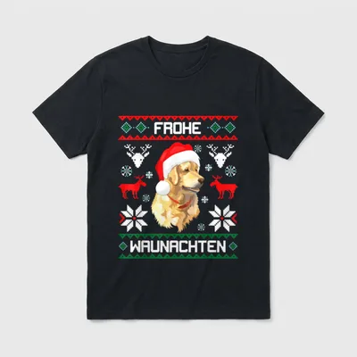 Golden Retriever Frohe Waunachten T-Shirt – Klassisches T-Shirt in Schwarz