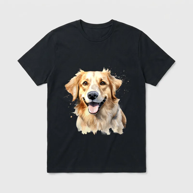 Watercolor Golden Retriever T-Shirt – Klassisches T-Shirt in Schwarz