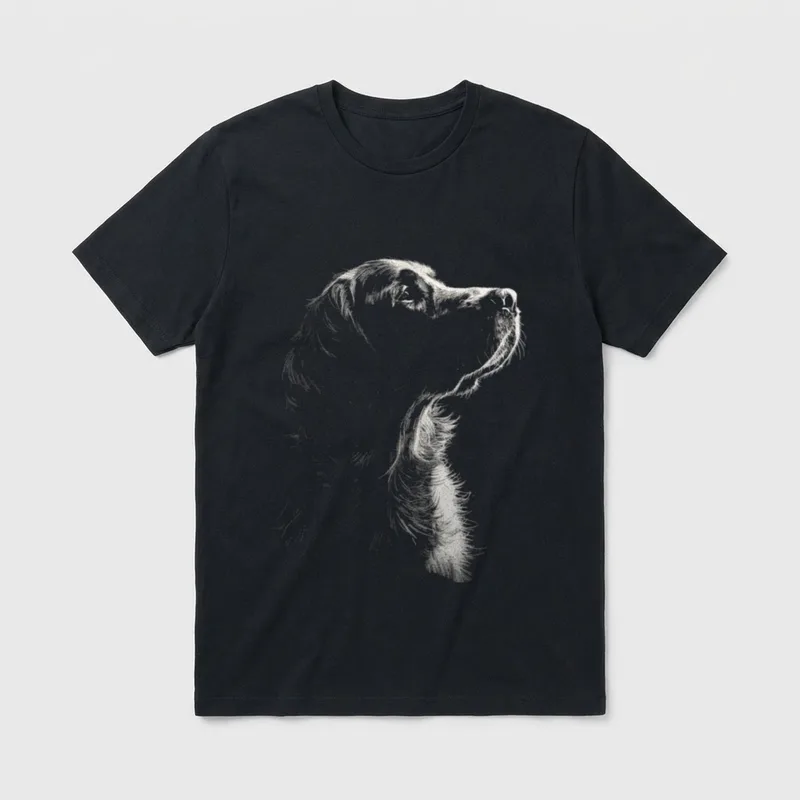 Golden Retriever Hund Grafik T-Shirt – Klassisches T-Shirt in Schwarz