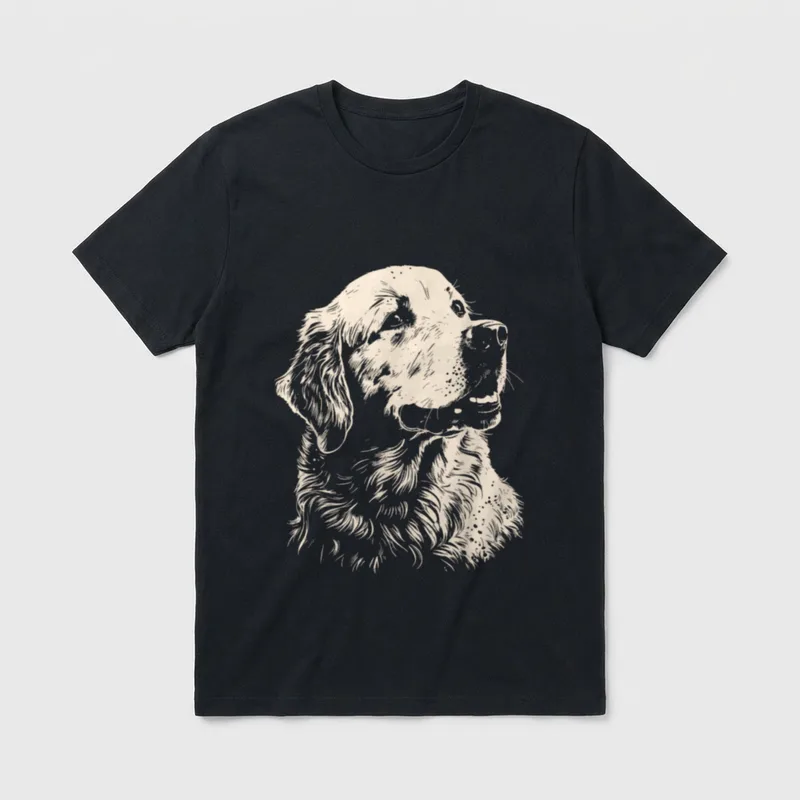 Golden Retriever Hund T-Shirt 0047 – Klassisches T-Shirt in Schwarz
