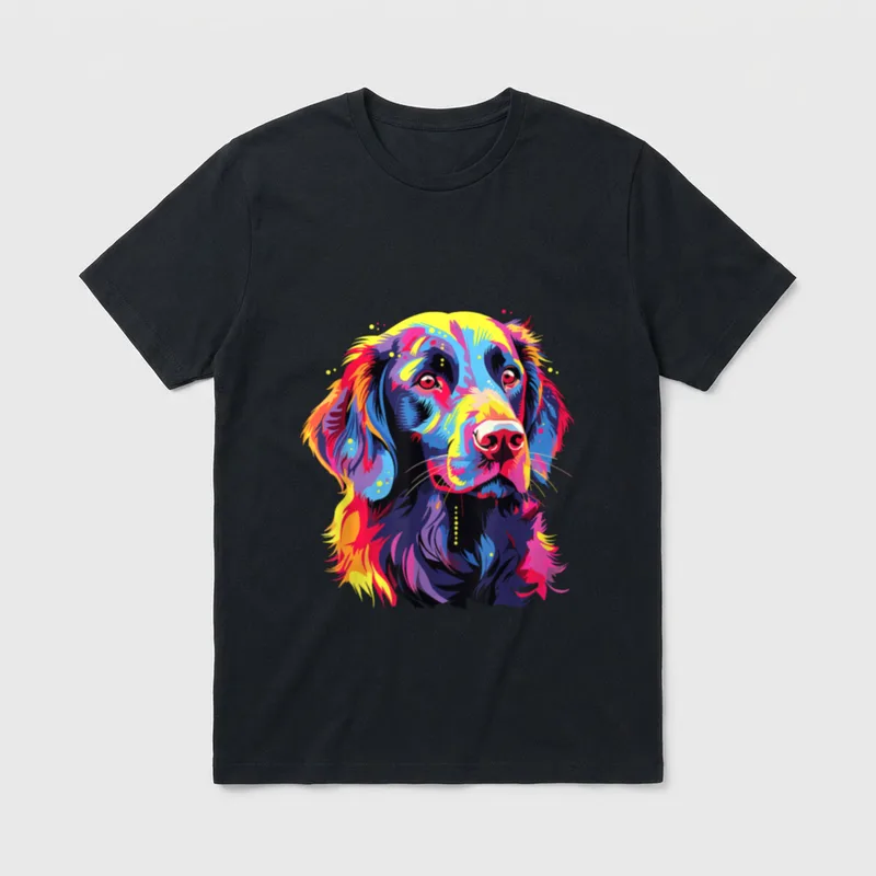 Wasserfarben Farbenfroher Flat Coated T-Shirt – Klassisches T-Shirt in Schwarz